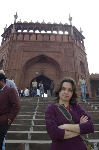 Na schodoch Veľkej mešity (JAMA MASJID) v Dillí.